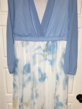 Light Blue and Marble Printed Maxi Dress